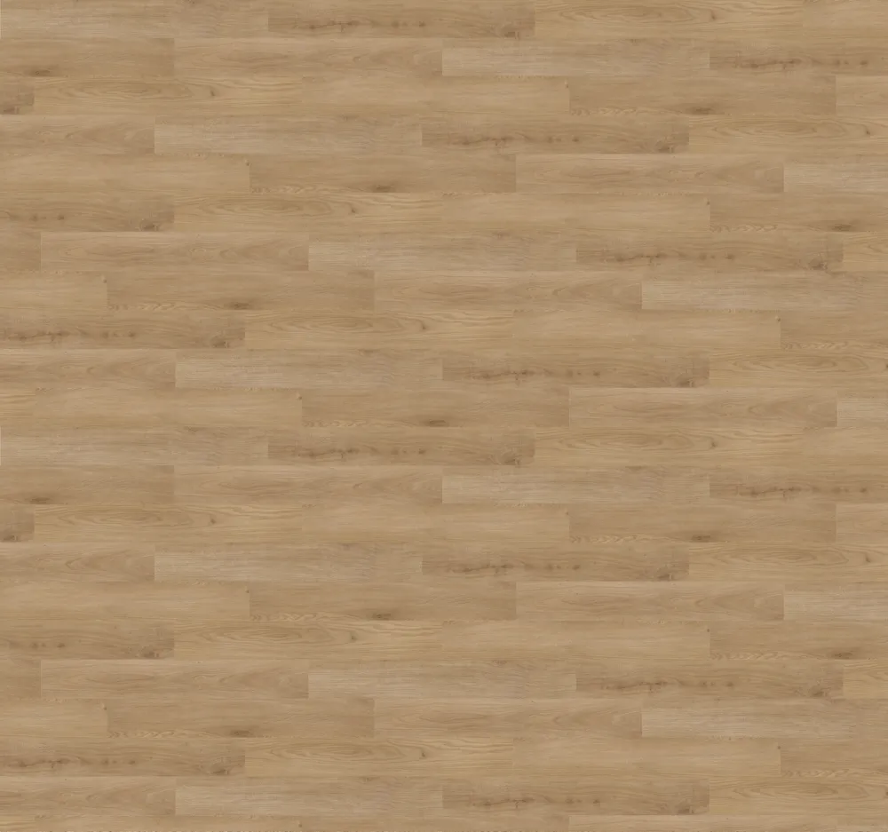 Closeup view of a floor with Kasumi Oak vinyl flooring installed