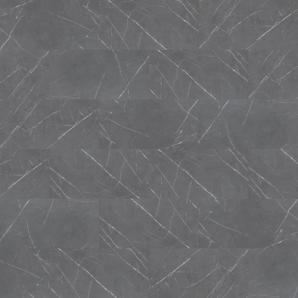 Closeup view of a floor with Obsidian Shadow vinyl flooring installed
