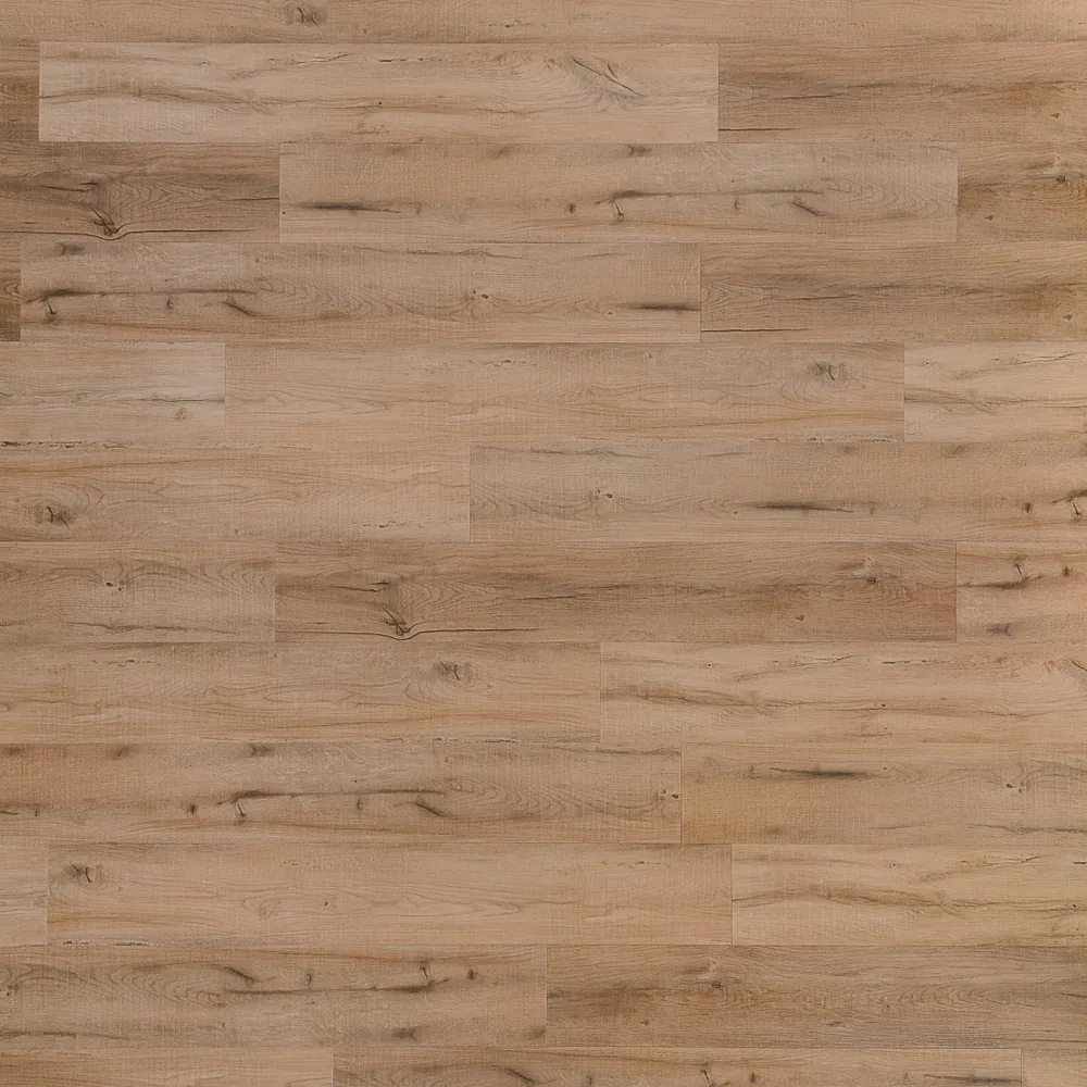 Closeup view of a floor with Boardwalk vinyl flooring installed