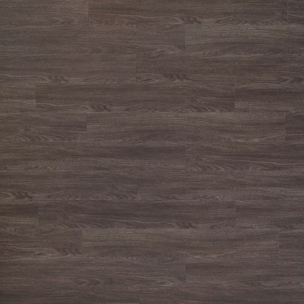 Closeup view of a floor with Midnight Grey vinyl flooring installed