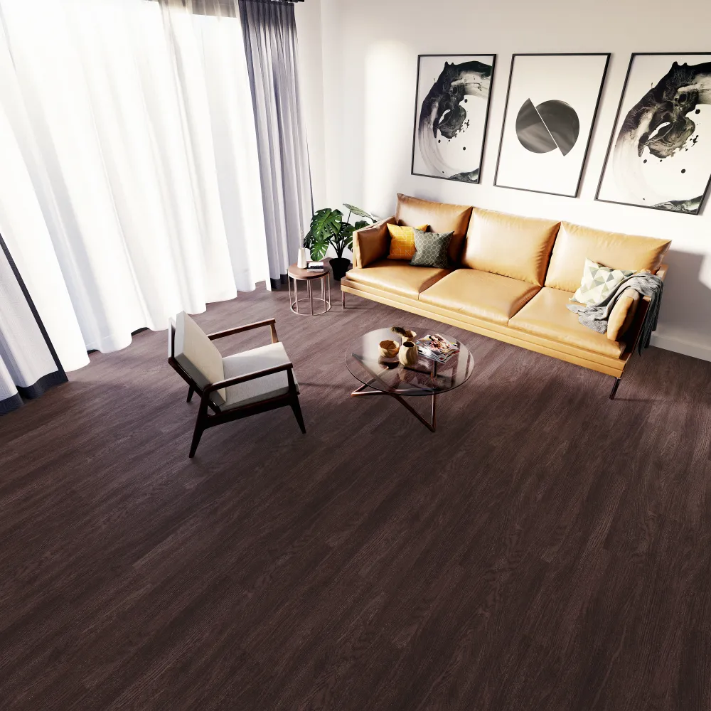 Example of a typical room with Midnight Grey vinyl flooring installed